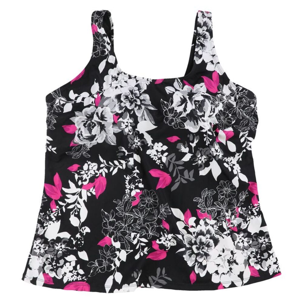 SWIMSUITS FOR ALL Womens Floral Tankini Swim Top, NWT